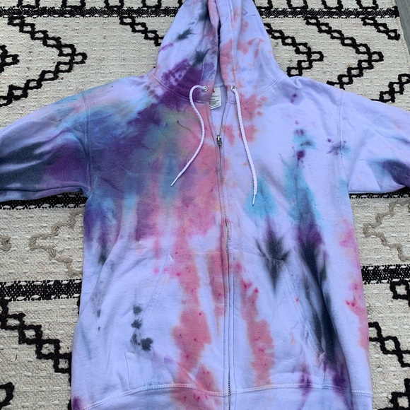 NWT multi tie dye l/s hooded zip-up sweatshirt - Picture 3 of 15